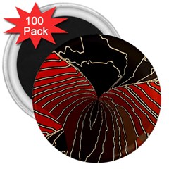 Red Gold Black Voracious Plant Leaf 3  Magnets (100 Pack) by Pakjumat