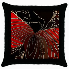 Red Gold Black Voracious Plant Leaf Throw Pillow Case (black) by Pakjumat