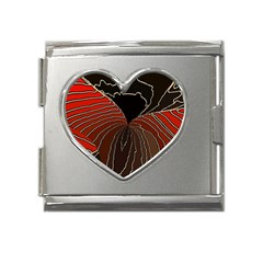 Red Gold Black Voracious Plant Leaf Mega Link Heart Italian Charm (18mm) by Pakjumat