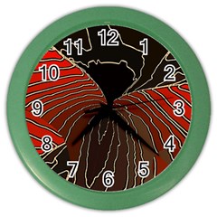 Red Gold Black Voracious Plant Leaf Color Wall Clock by Pakjumat