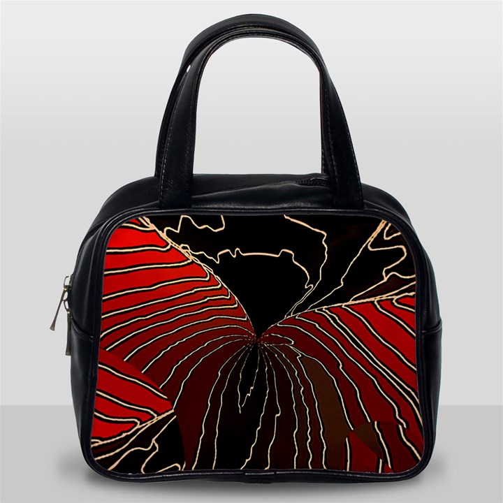 Red Gold Black Voracious Plant Leaf Classic Handbag (One Side)