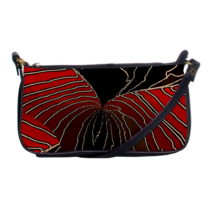 Red Gold Black Voracious Plant Leaf Shoulder Clutch Bag