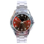 Red Gold Black Voracious Plant Leaf Stainless Steel Analogue Watch Front