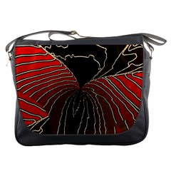 Red Gold Black Voracious Plant Leaf Messenger Bag by Pakjumat