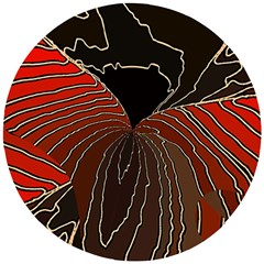 Red Gold Black Voracious Plant Leaf Wooden Puzzle Round by Pakjumat