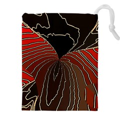 Red Gold Black Voracious Plant Leaf Drawstring Pouch (4xl) by Pakjumat