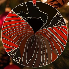 Red Gold Black Voracious Plant Leaf Uv Print Acrylic Ornament Round by Pakjumat