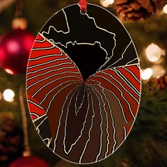 Red Gold Black Voracious Plant Leaf Uv Print Acrylic Ornament Oval by Pakjumat