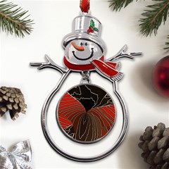 Red Gold Black Voracious Plant Leaf Metal Snowman Ornament by Pakjumat