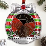 Red Gold Black Voracious Plant Leaf Metal X Mas Ribbon With Red Crystal Round Ornament Front