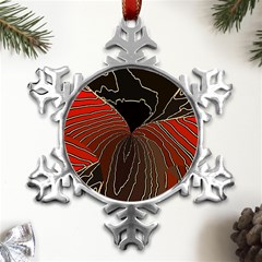 Red Gold Black Voracious Plant Leaf Metal Small Snowflake Ornament by Pakjumat