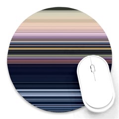 Horizontal Line Strokes Color Lines Round Mousepad by Pakjumat