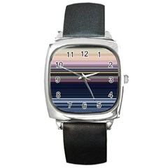 Horizontal Line Strokes Color Lines Square Metal Watch by Pakjumat