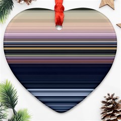 Horizontal Line Strokes Color Lines Heart Ornament (two Sides) by Pakjumat