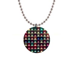 Diamond Geometric Square Design Pattern 1  Button Necklace by Pakjumat