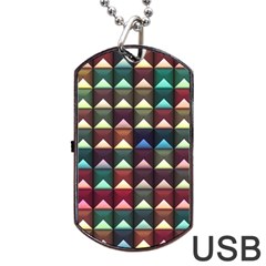 Diamond Geometric Square Design Pattern Dog Tag Usb Flash (two Sides) by Pakjumat