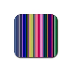 Pastel Colors Striped Pattern Rubber Coaster (square) by Pakjumat