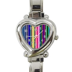 Pastel Colors Striped Pattern Heart Italian Charm Watch by Pakjumat