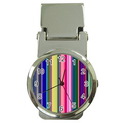 Pastel Colors Striped Pattern Money Clip Watches by Pakjumat