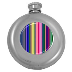 Pastel Colors Striped Pattern Round Hip Flask (5 Oz) by Pakjumat