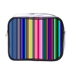 Pastel Colors Striped Pattern Mini Toiletries Bag (one Side) by Pakjumat