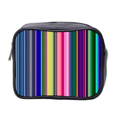 Pastel Colors Striped Pattern Mini Toiletries Bag (two Sides) by Pakjumat