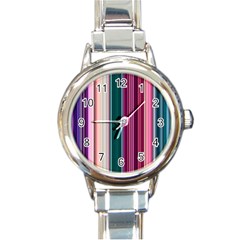 Vertical Line Color Lines Texture Round Italian Charm Watch by Pakjumat