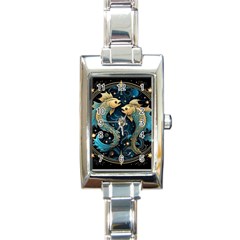 Fish Star Sign Rectangle Italian Charm Watch by Pakjumat