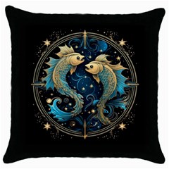 Fish Star Sign Throw Pillow Case (black) by Pakjumat