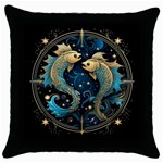 Fish Star Sign Throw Pillow Case (Black) Front