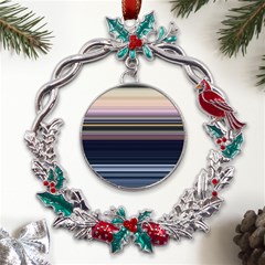 Horizontal Line Strokes Color Lines Metal X mas Wreath Holly Leaf Ornament by Pakjumat