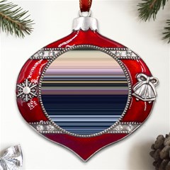 Horizontal Line Strokes Color Lines Metal Snowflake And Bell Red Ornament by Pakjumat