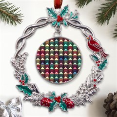 Diamond Geometric Square Design Pattern Metal X mas Wreath Holly Leaf Ornament by Pakjumat