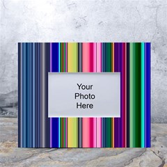 Pastel Colors Striped Pattern White Tabletop Photo Frame 4 x6  by Pakjumat