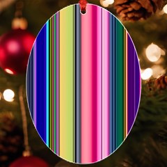 Pastel Colors Striped Pattern Uv Print Acrylic Ornament Oval by Pakjumat