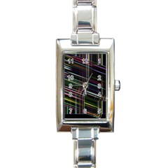 False Prismatic Black Background Rectangle Italian Charm Watch by Pakjumat