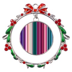 Vertical Line Color Lines Texture Metal X mas Wreath Ribbon Ornament by Pakjumat