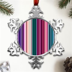 Vertical Line Color Lines Texture Metal Small Snowflake Ornament by Pakjumat