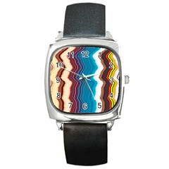 Line Vertical Lines Color Lines Square Metal Watch by Pakjumat