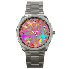 Geometric Abstract Colorful Sport Metal Watch by Pakjumat