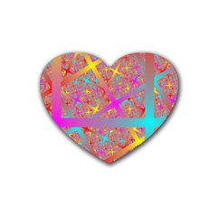 Geometric Abstract Colorful Rubber Coaster (heart) by Pakjumat