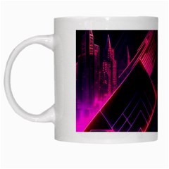 Synthwave City Retrowave Wave White Mug by Pakjumat