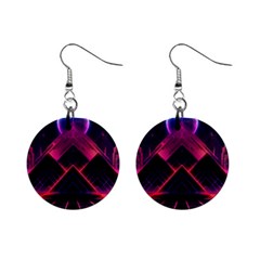 Synthwave City Retrowave Wave Mini Button Earrings