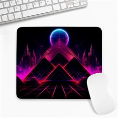 Synthwave City Retrowave Wave Large Mousepad by Pakjumat