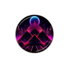 Synthwave City Retrowave Wave Hat Clip Ball Marker (4 Pack) by Pakjumat