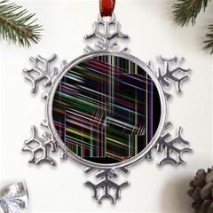 False Prismatic Black Background Metal Large Snowflake Ornament by Pakjumat