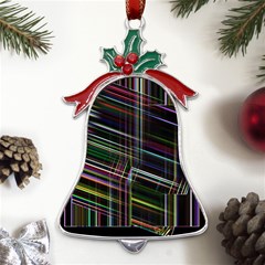 False Prismatic Black Background Metal Holly Leaf Bell Ornament by Pakjumat