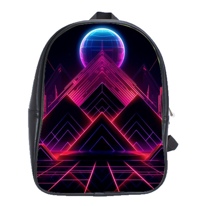 Synthwave City Retrowave Wave School Bag (Large)