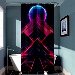 Synthwave City Retrowave Wave Shower Curtain 36  x 72  (Stall) 