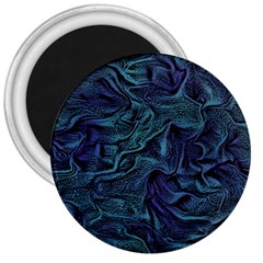 Abstract Blue Wave Texture Patten 3  Magnets by Pakjumat